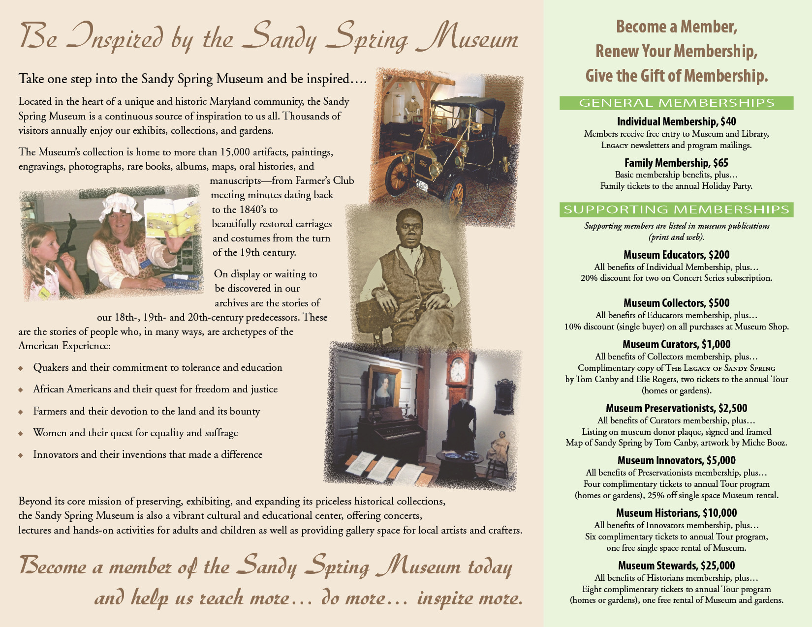 Sandy Spring Museum Membership Trifold